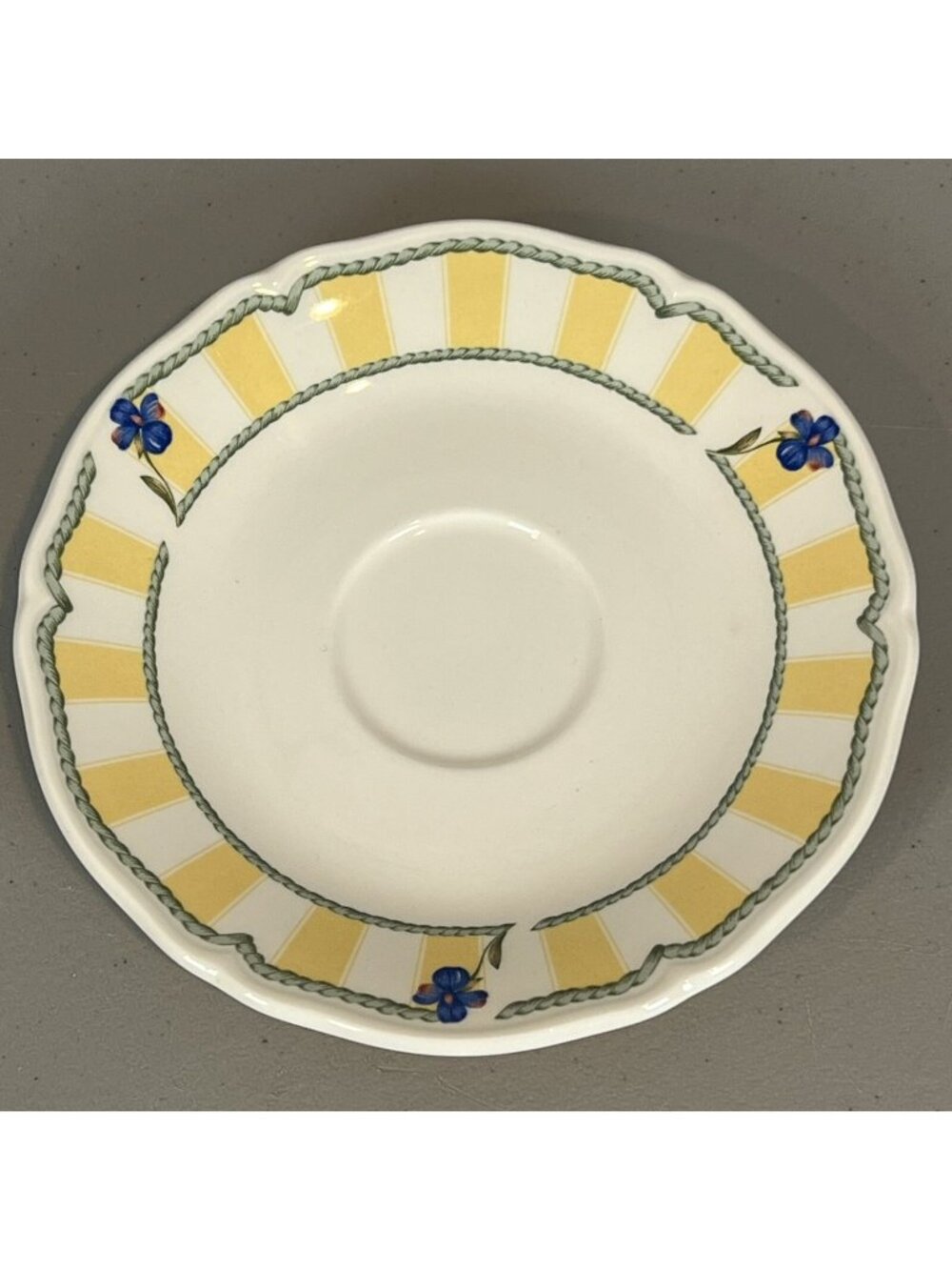 Noritake Homecraft Summer Estate Saucer Plate Ireland Yellow Stripe Floral 6.25"